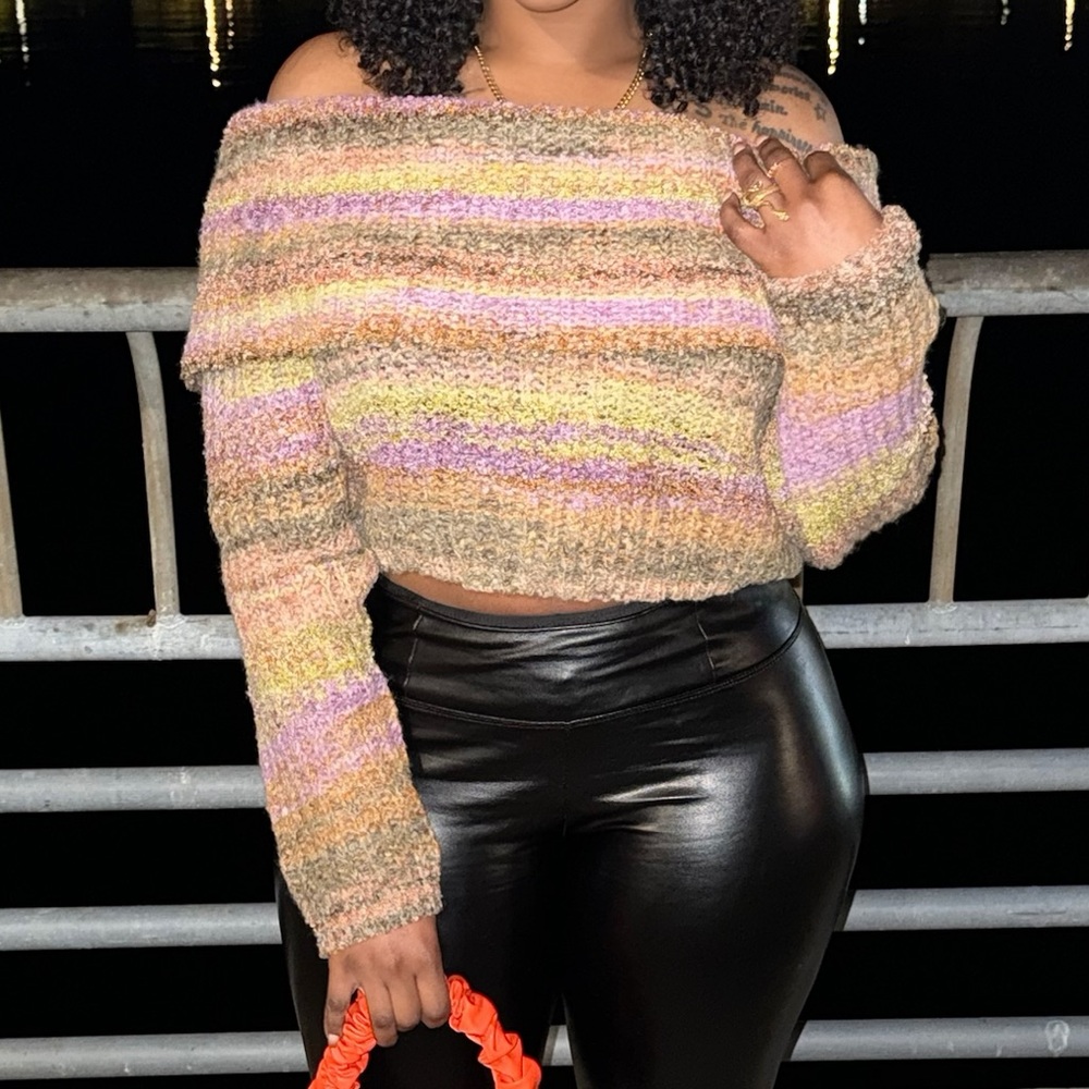 Striped Off-Shoulder Sweater